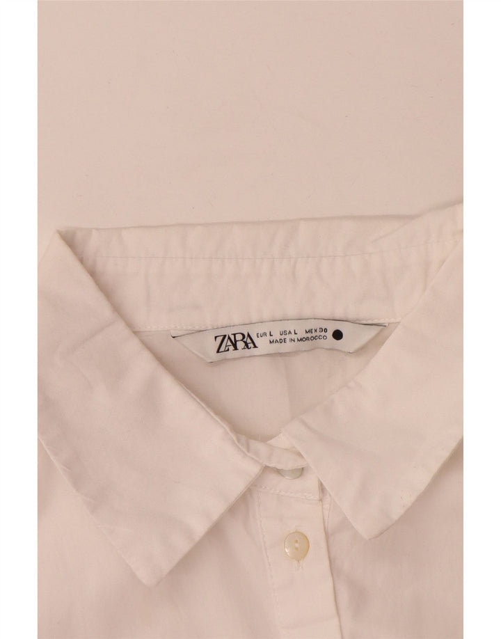 Женское платье А-силуэта с рукавом 3/4 Zara UK 14, большой белый полиэстер
