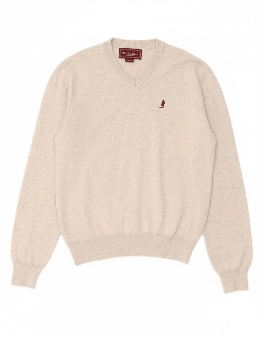 MARLBORO CLASSICS Womens V-Neck Jumper Sweater UK 12 Medium Grey Wool Vintage Marlboro Classics and Second-Hand Marlboro Classics from Messina Hembry 