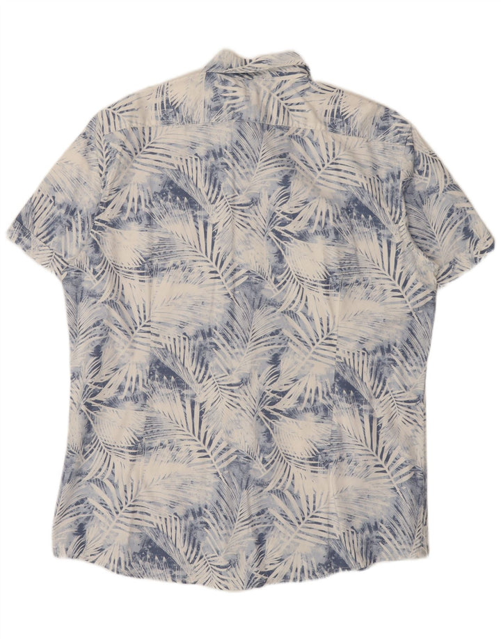 Мужская рубашка Celio с коротким рукавом 2XL, синяя, хлопок с цветочным принтом