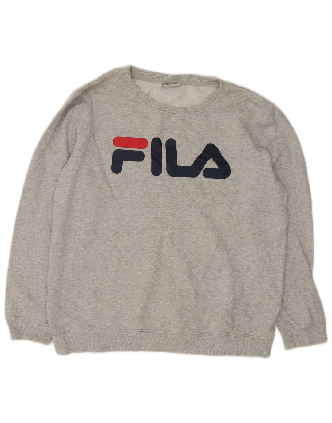 Мужской свитшот с рисунком Fila, хлопковый джемпер среднего серого цвета в крапинку