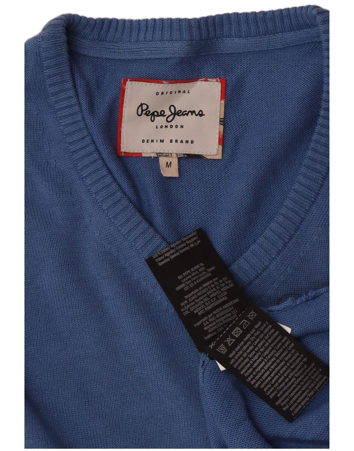 PEPE Jeans Мужской джемпер с v-образным вырезом, хлопковый свитер среднего синего цвета