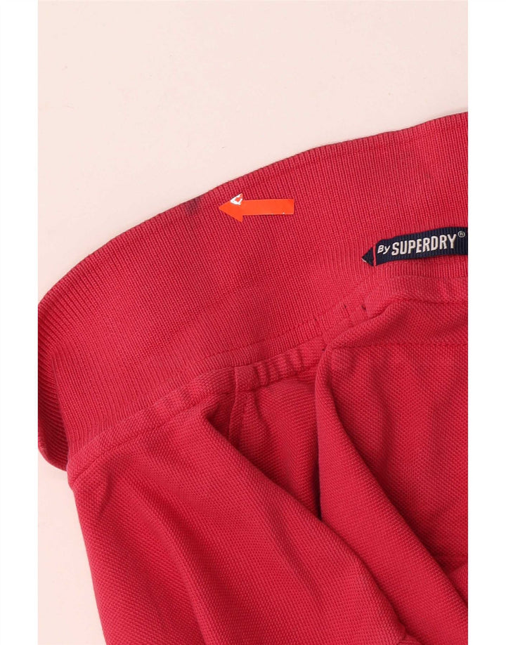 Мужская рубашка-поло с коротким рукавом Superdry, хлопковая ткань розового цвета среднего размера