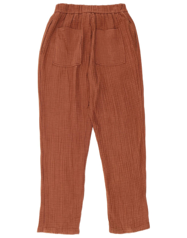 Zara Женские узкие повседневные брюки среднего размера W28 L28 Коричневые хлопковые