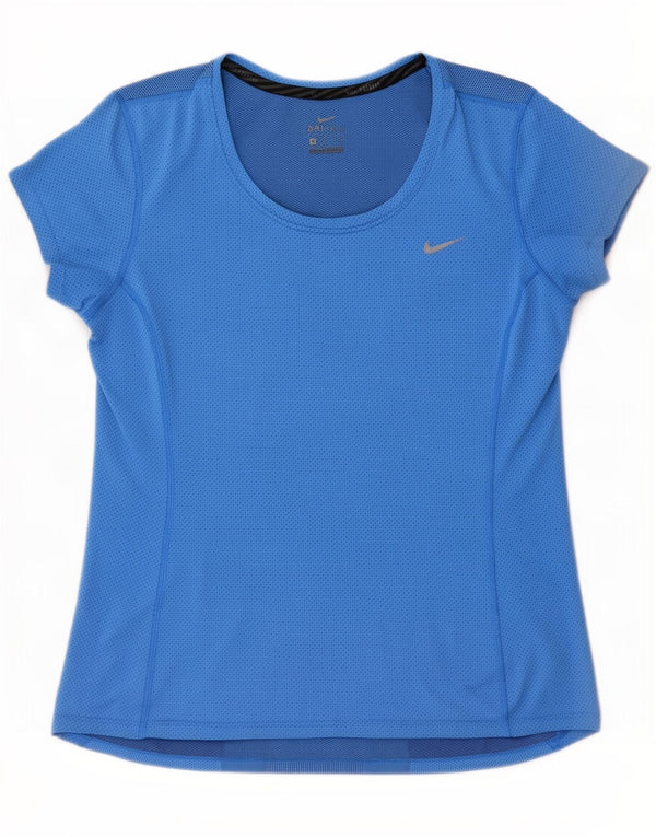 Nike Womens Dri Fit T-Shirt Top UK 12 Medium Blue Polyester