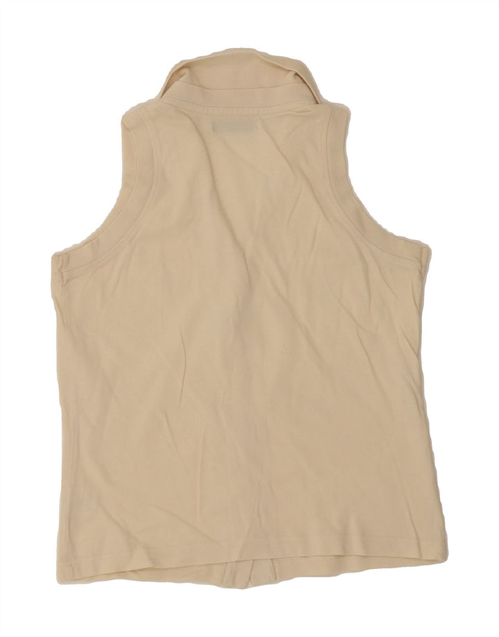 ASICS Womens Sleeveless Shirt Blouse UK 12 Medium Beige Cotton Vintage Asics and Second-Hand Asics from Messina Hembry 