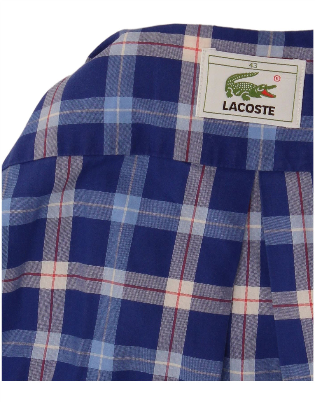 Мужская рубашка с коротким рукавом Lacoste, размер 43, большая синяя клетка