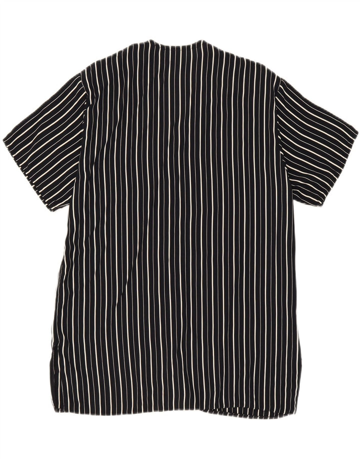 ST. BERNARD Womens Shirt Blouse UK 12 Medium Black Striped Viscose Vintage St. Bernard and Second-Hand St. Bernard from Messina Hembry 