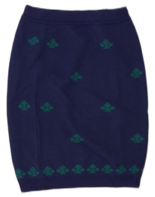 Женская трикотажная юбка-карандаш Stefanel W28, шерсть среднего синего цвета с геометрическим рисунком