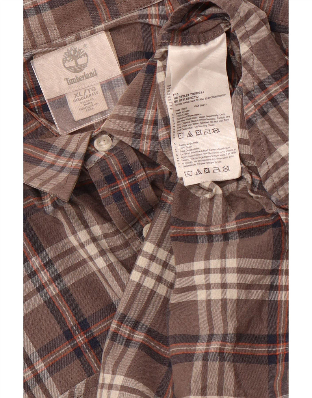 TIMBERLAND Мужская рубашка стандартного кроя XL, серая клетка, хлопок