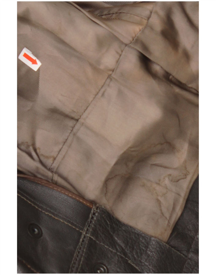 Куртка женская кожаная VINTAGE UK 14, средняя черная