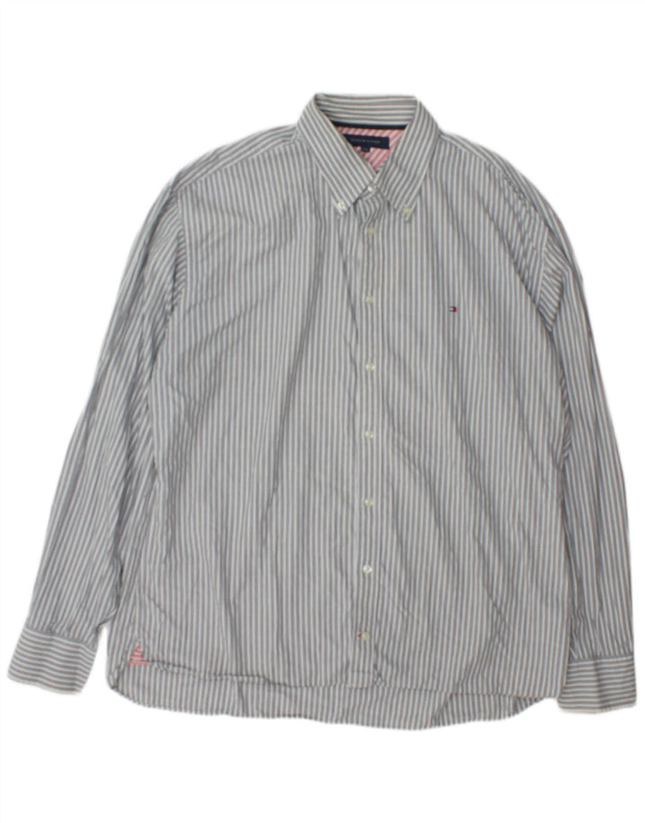 Мужская рубашка Tommy Hilfiger 2XL, хлопковая серая полоска