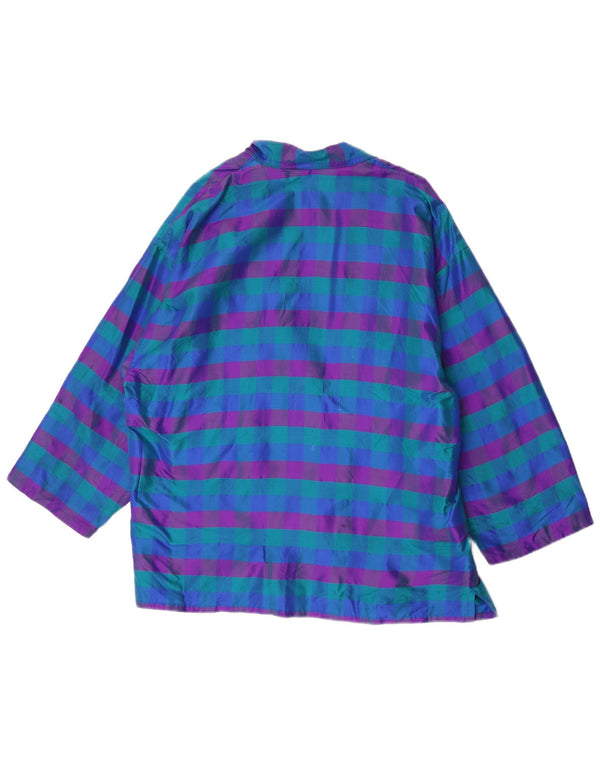 Vintage Womens Open Blazer Jacket UK 14 Medium Blue Check