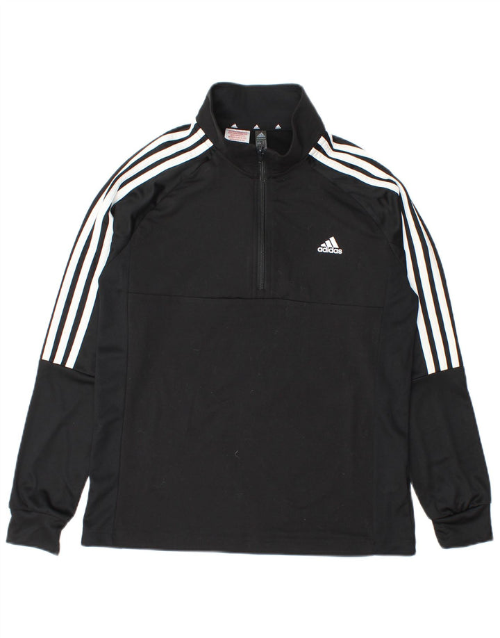 Пуловер с воротником на молнии Adidas для мальчиков Aeroready, черный спортивный костюм 13–14 лет