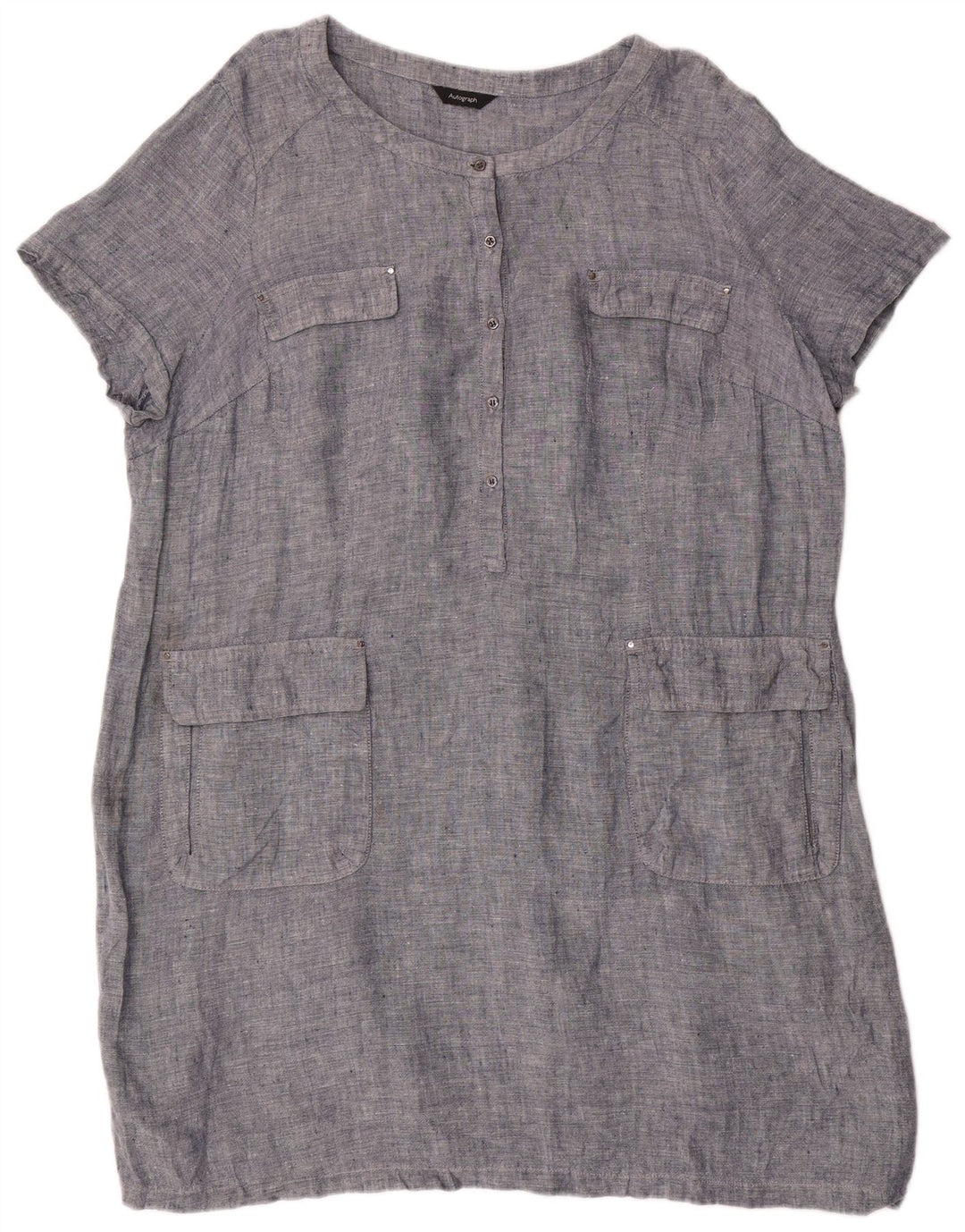 Женское платье прямого кроя Marks & Spencer с автографом, Великобритания, 22, 3XL, синее, льняное