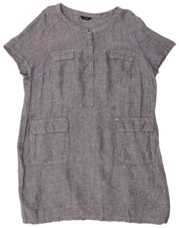 Женское платье прямого кроя Marks & Spencer с автографом, Великобритания, 22, 3XL, синее, льняное
