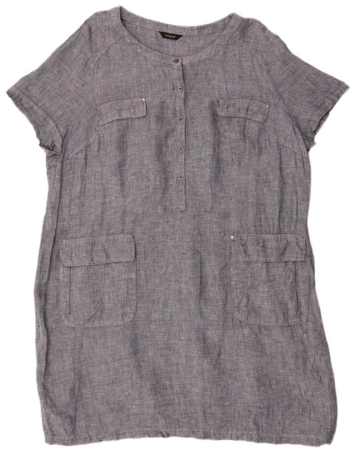 Женское платье прямого кроя Marks & Spencer с автографом, Великобритания, 22, 3XL, синее, льняное