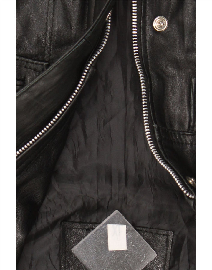 Винтажный мужской кожаный жилет UK 42 XL, черный кожаный