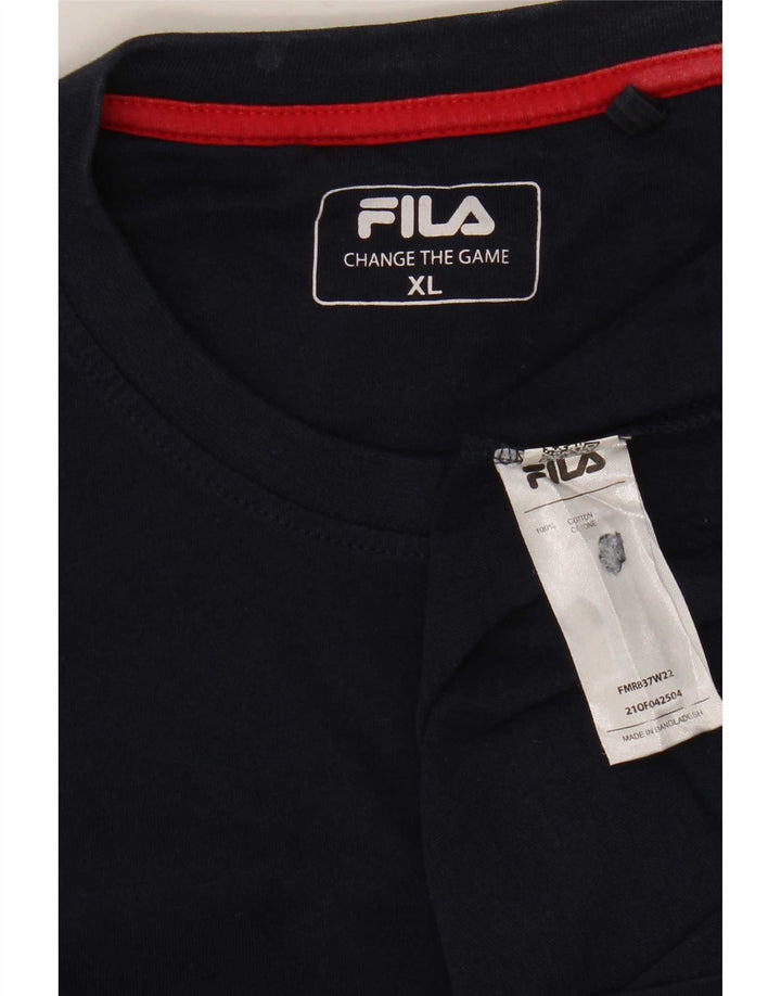 Мужской топ Fila с длинным рукавом XL, темно-синий, хлопок