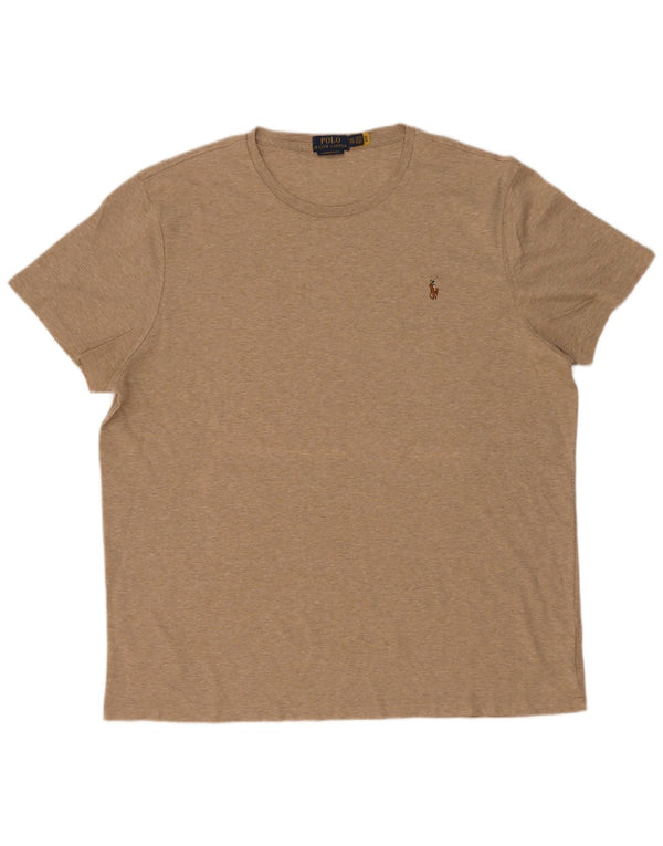 Мужская футболка узкого кроя Polo Ralph Lauren, 2XL, бежевый, хлопок с крапинками
