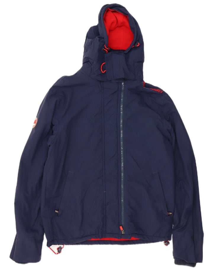 SUPERDRY Мужская ветровка с капюшоном, куртка UK 38, средний темно-синий