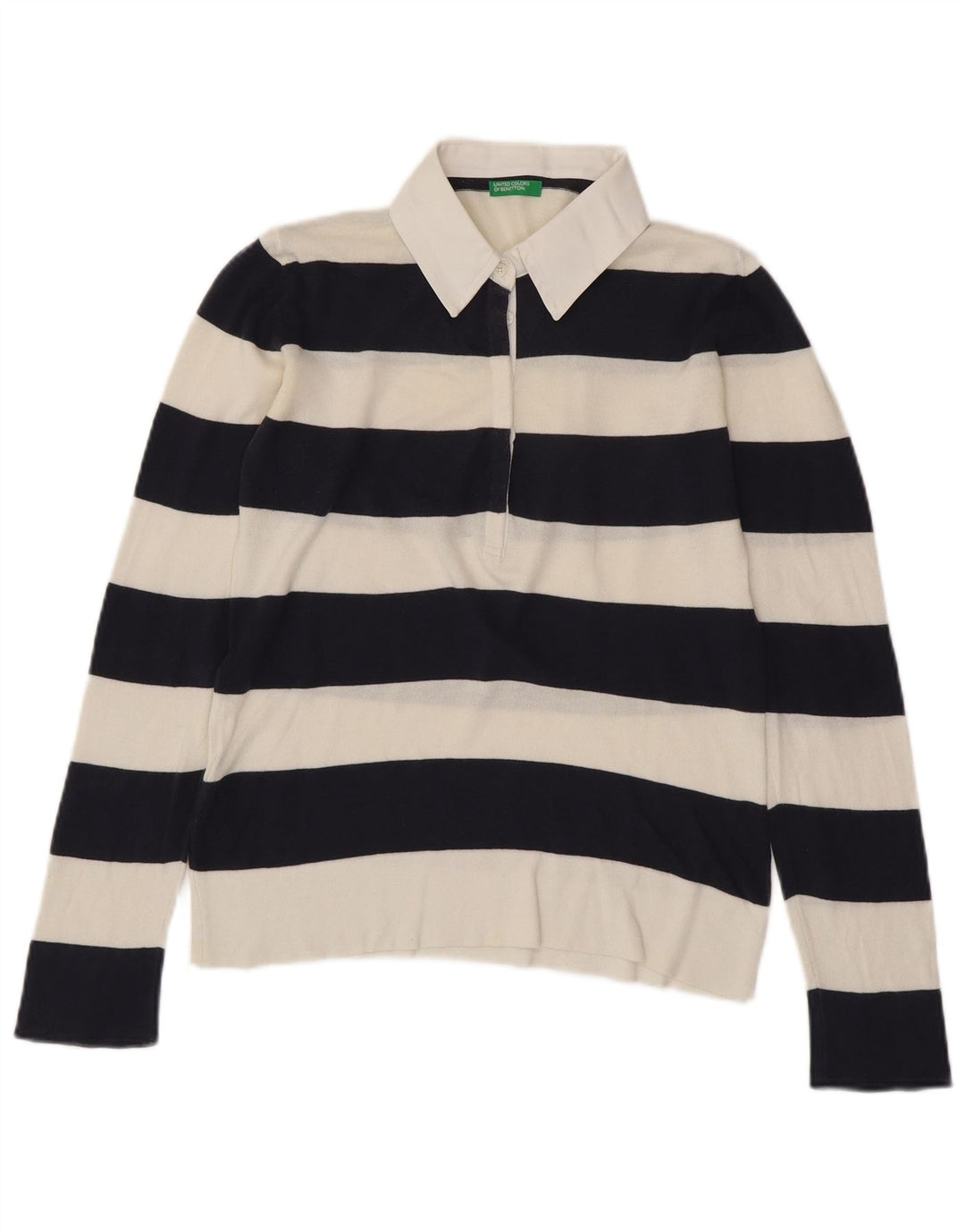 Женская трикотажная рубашка-поло для регби BENETTON UK 14, средняя, белая в полоску