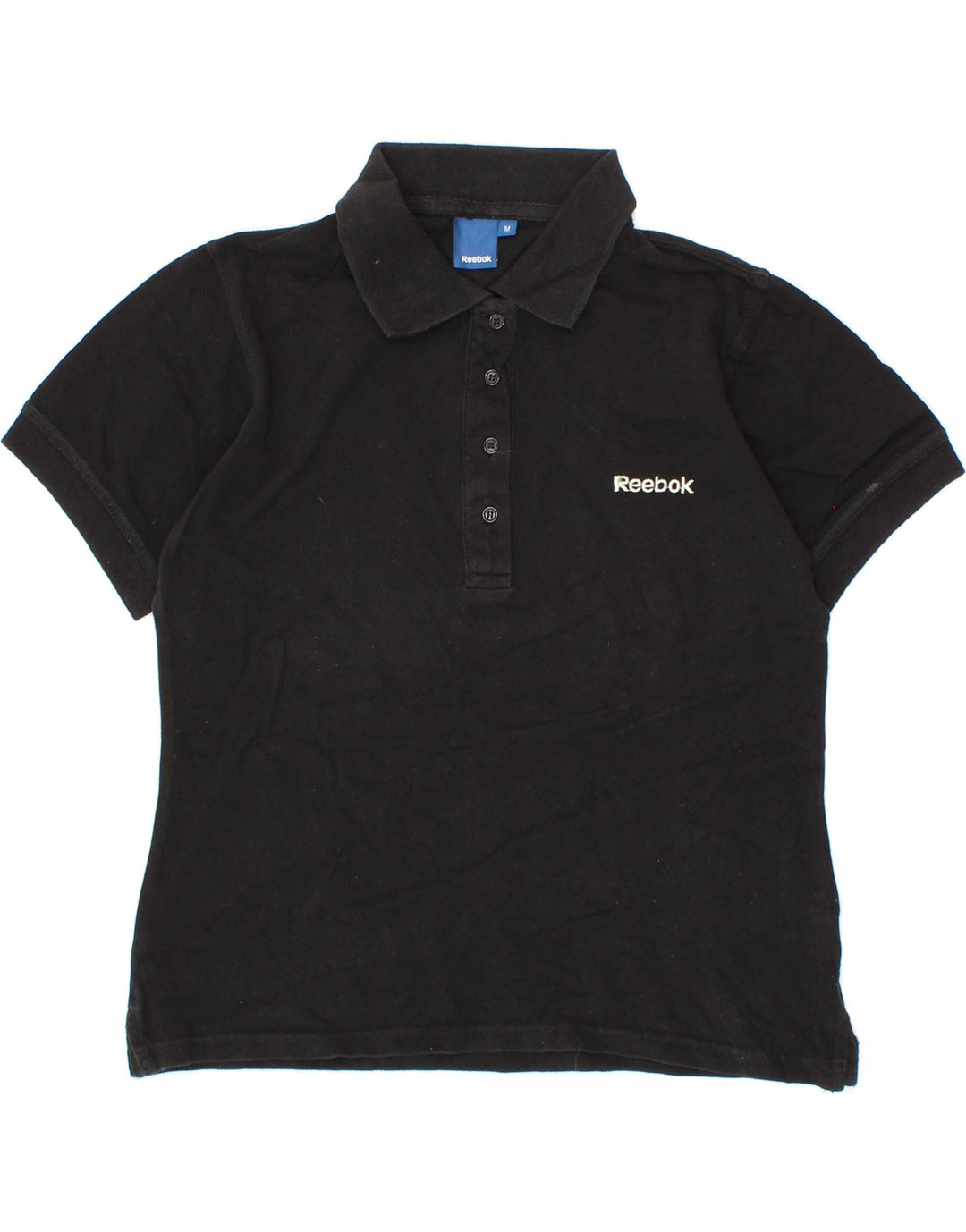 REEBOK Womens Polo Shirt UK 14 Medium Black Cotton Vintage Reebok and Second-Hand Reebok from Messina Hembry 