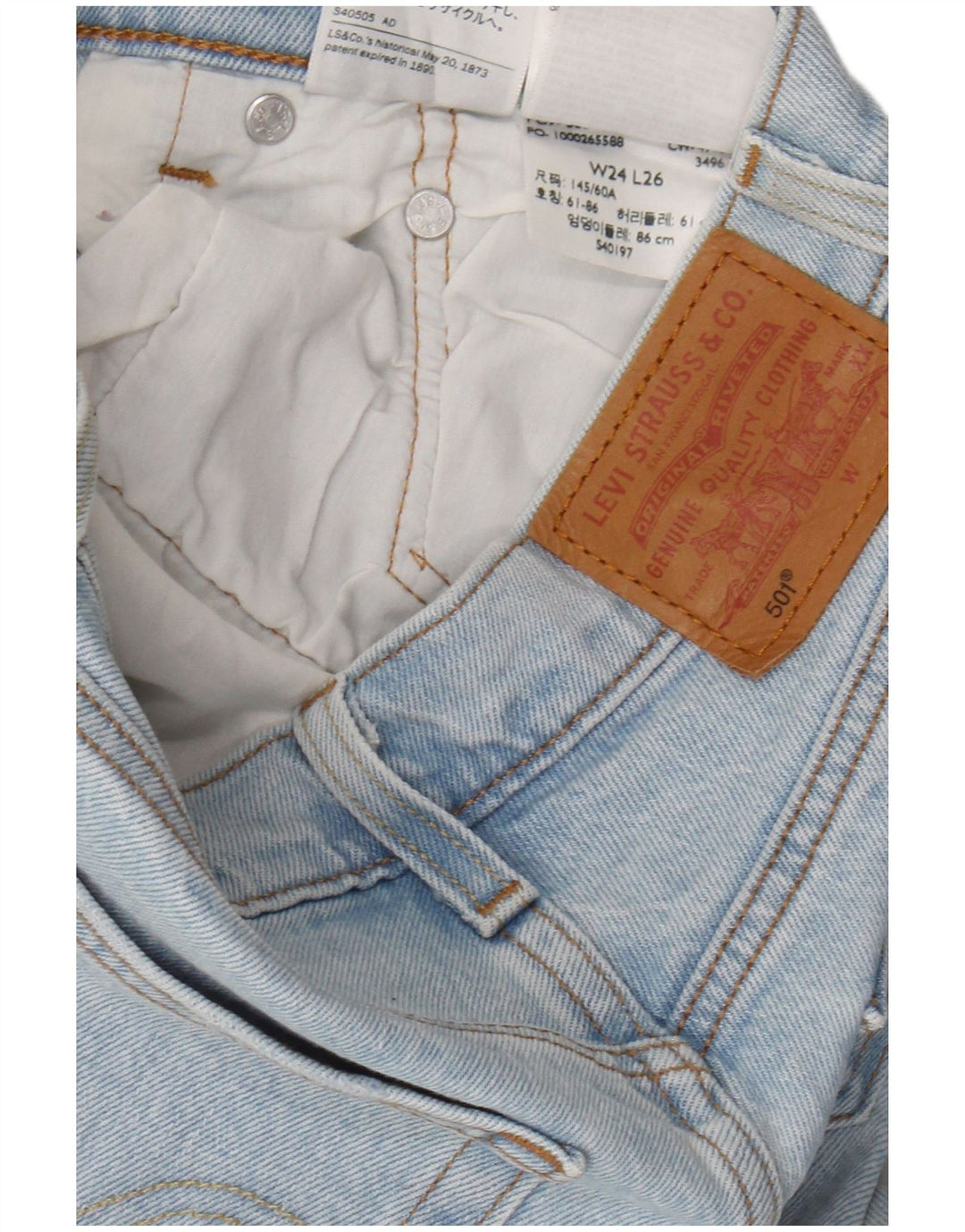 Женские прямые джинсы LEVI'S 501 с рисунком W24 L26, синий хлопок