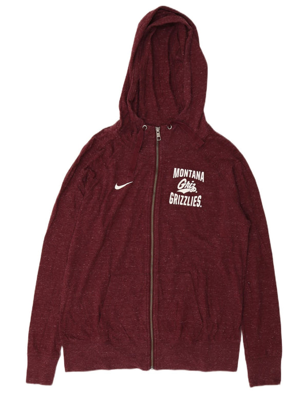 Женский свитер с капюшоном на молнии Nike Montana Grizzlies UK 16, большой бордовый цвет