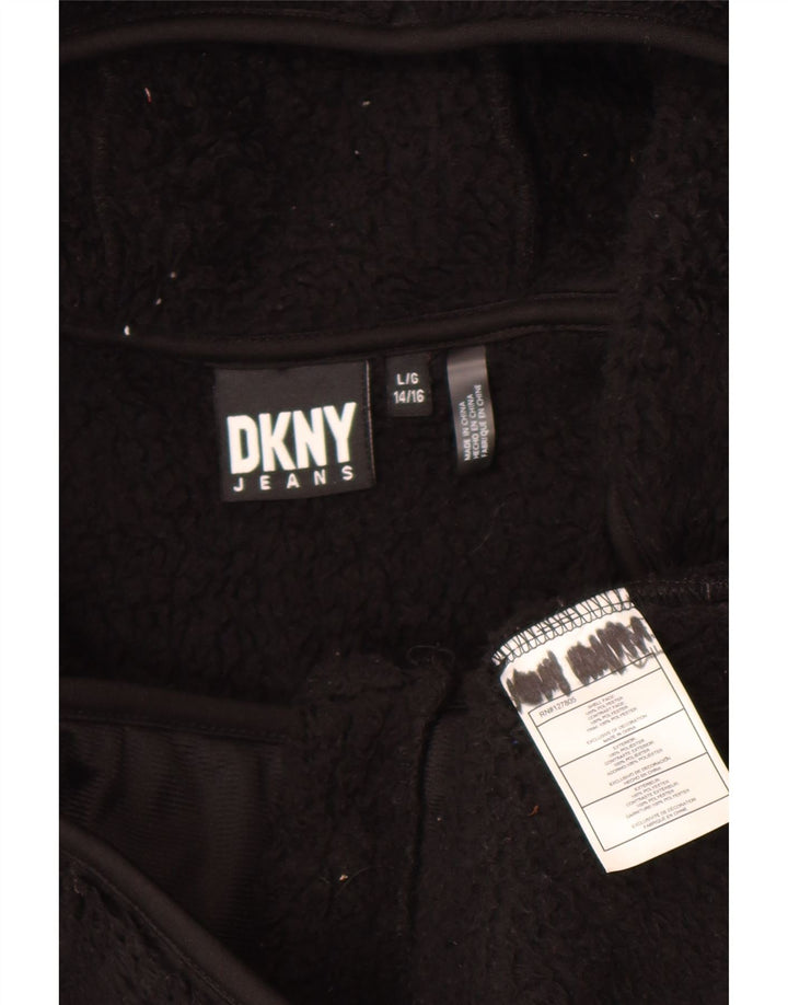 Флисовая куртка Dkny для девочек 14–15 лет, большая черная, полиэстер