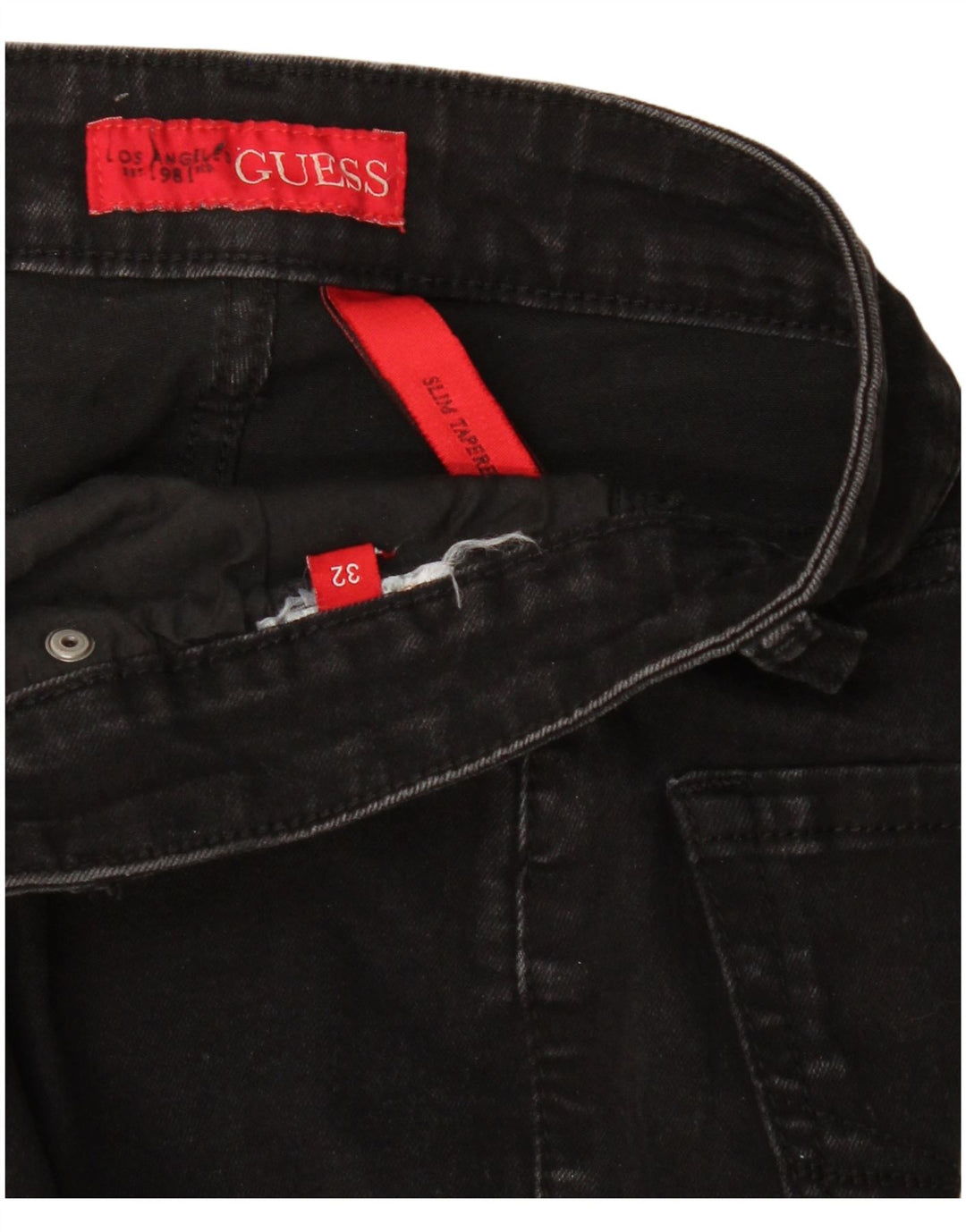 Женские узкие зауженные джинсы Guess W32 L27 черные