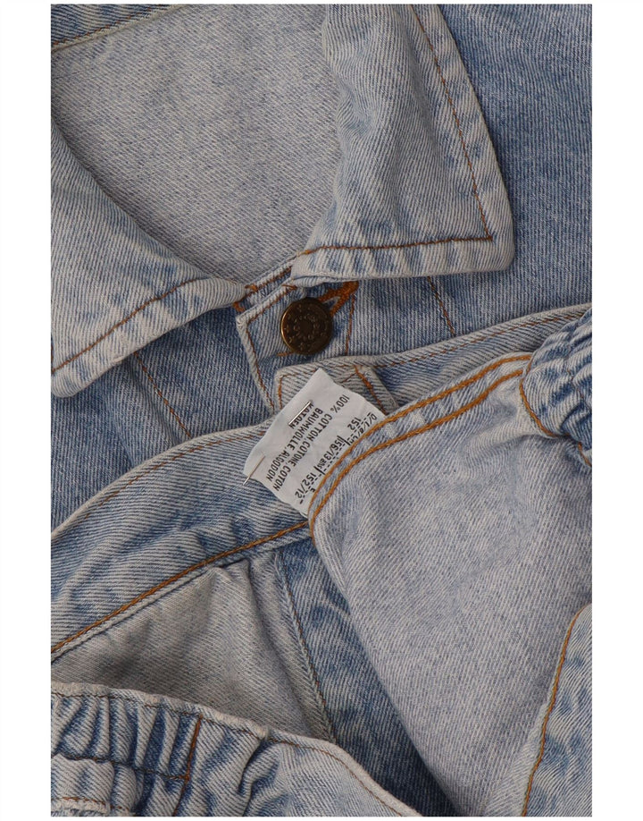 Винтажная джинсовая куртка для мальчиков 12-13 лет, синяя, хлопковая