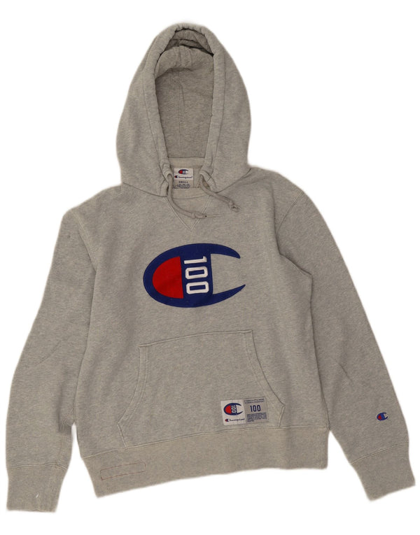 Champion Womens Graphic Oversized Hoodie Jumper UK 10 Small Grey Cotton