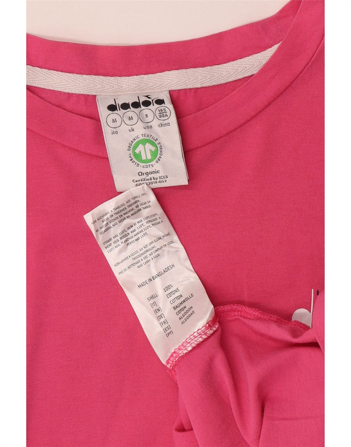 Женская футболка DIADORA Top UK 14, хлопок в розовую полоску среднего размера