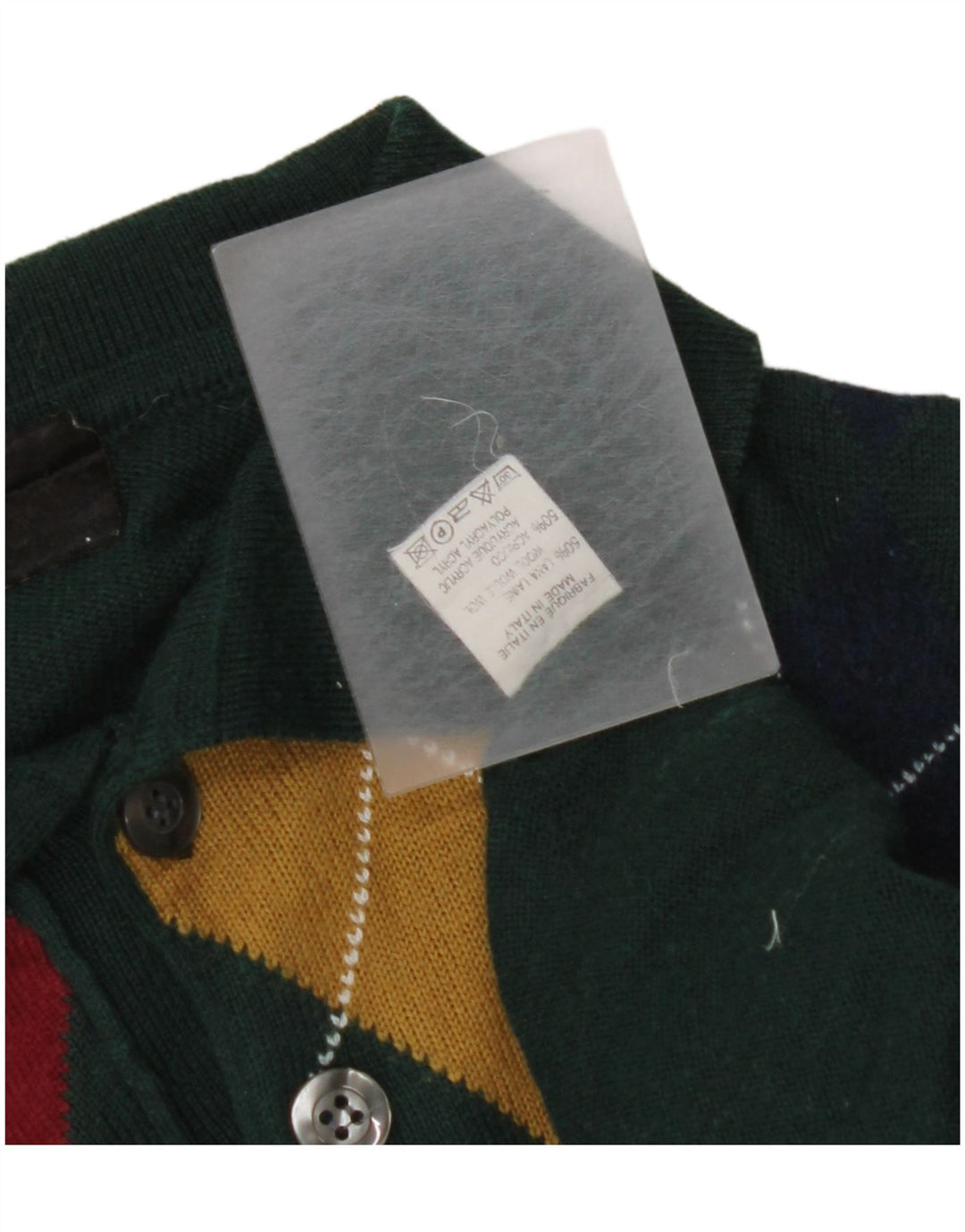 ВИНТАЖНЫЙ мужской джемпер с воротником поло, маленький зеленый свитер с узором ромб/ромб из шерсти