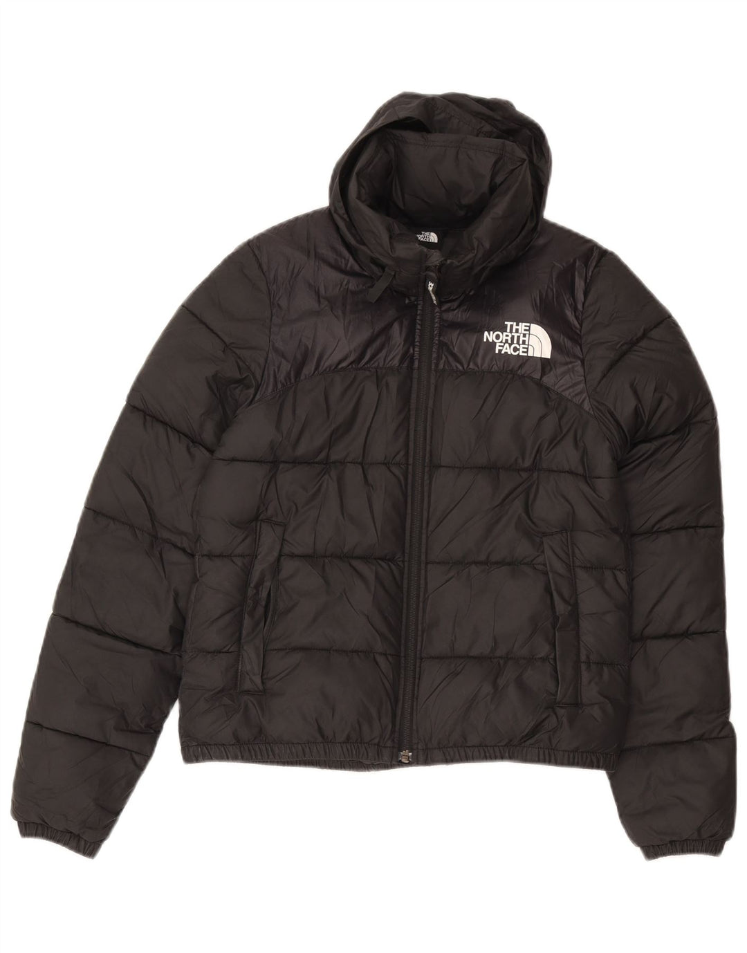 THE NORTH FACE Женская утепленная куртка оверсайз UK 6 XS, черная с цветными блоками