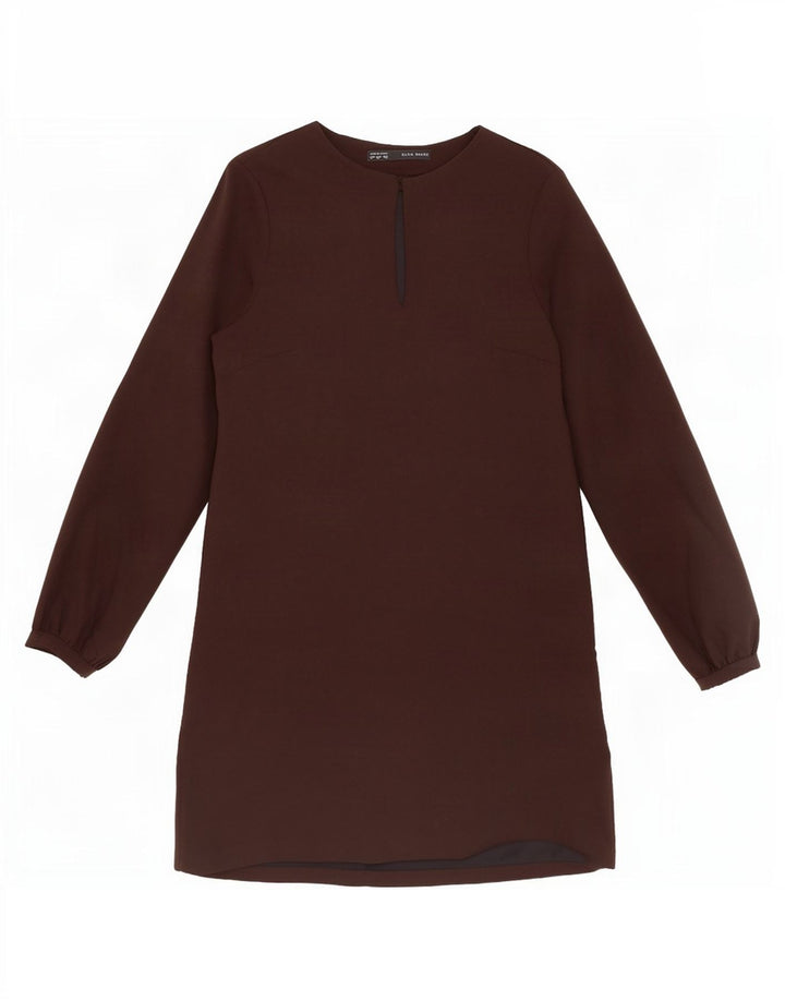 Женское платье прямого кроя с длинным рукавом Zara UK 14, средний черный