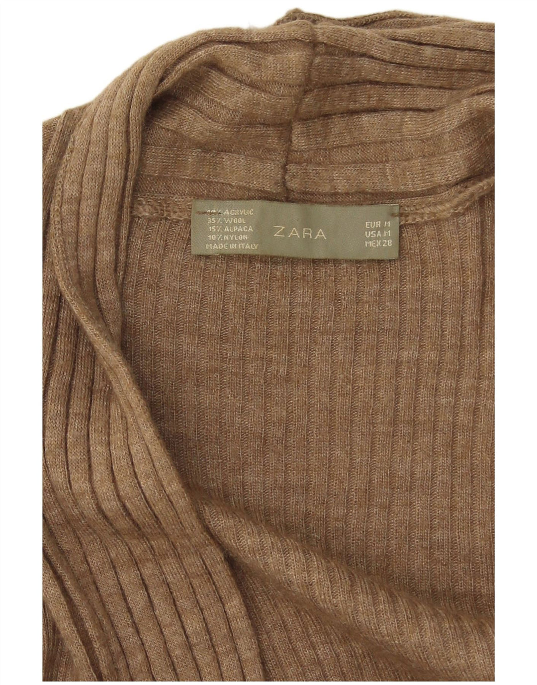 Женский асимметричный открытый кардиган Zara UK 12, средний бежевый