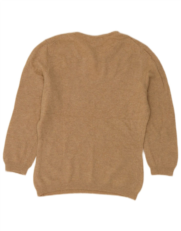 Женский джемпер с вырезом «лодочка» BENETTON UK 12, средний бежевый, новая шерсть