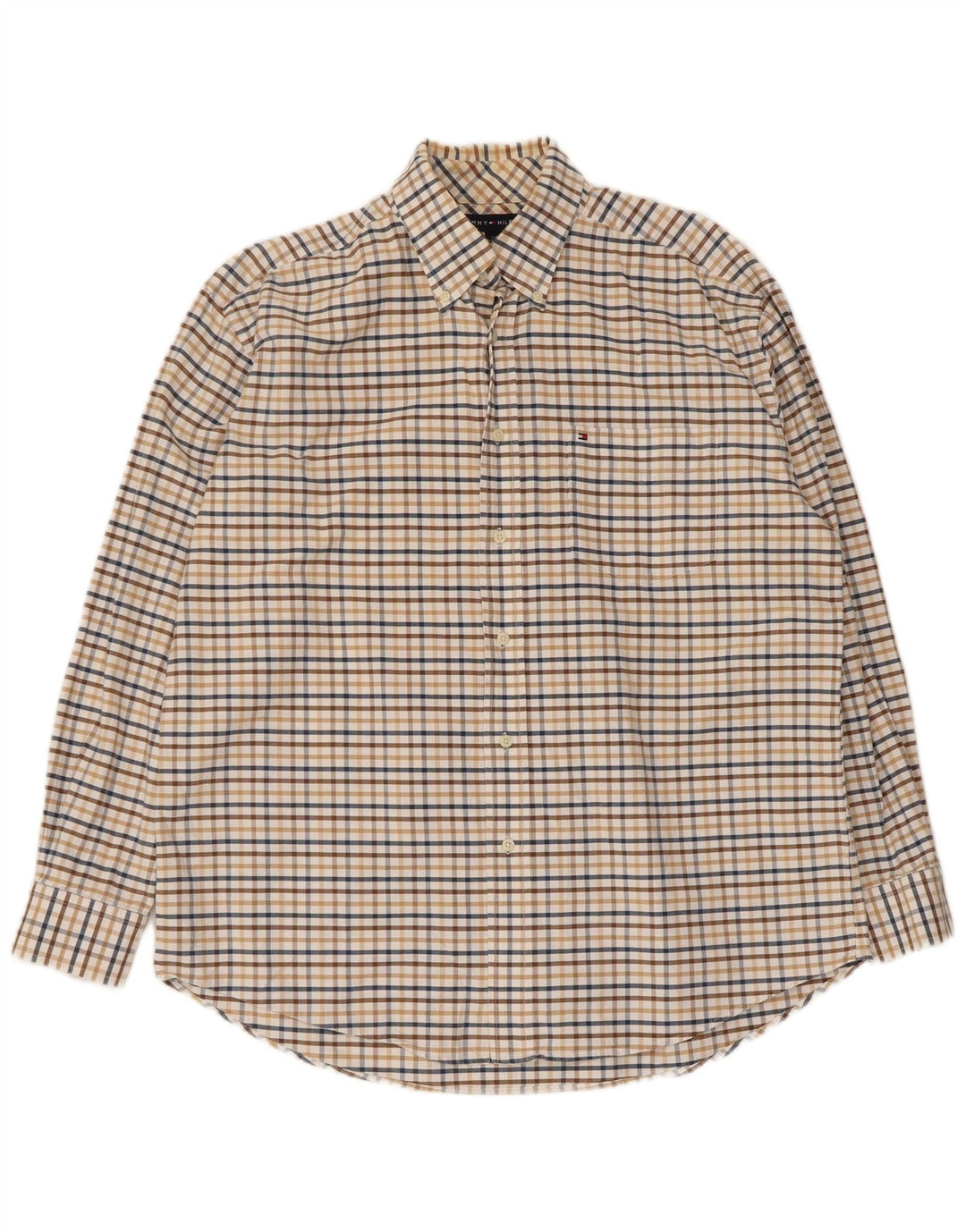 Мужская рубашка Tommy Hilfiger в крупную бежевую клетку