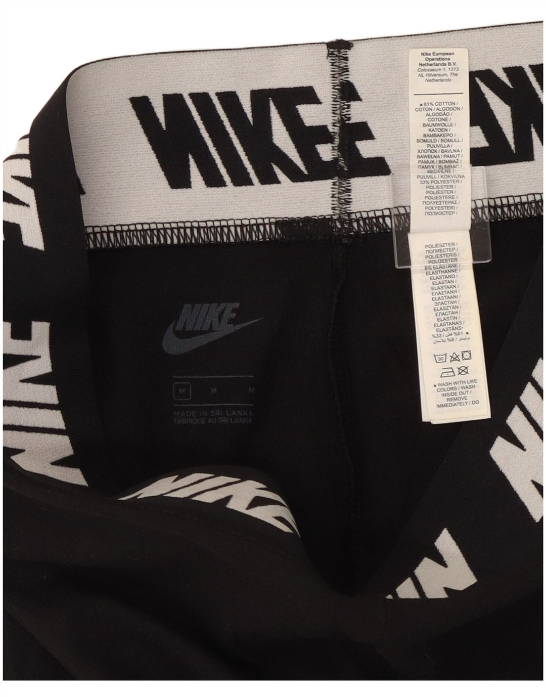 Женские леггинсы с рисунком Nike UK 12, хлопковые, средние, черные
