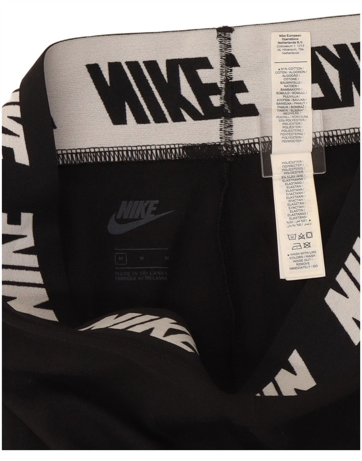 Женские леггинсы с рисунком Nike UK 12, хлопковые, средние, черные