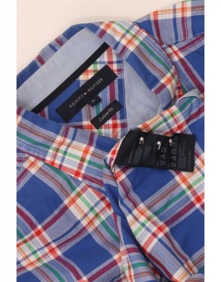 Мужская рубашка на заказ Tommy Hilfiger XL, синяя клетка в клетку, хлопок