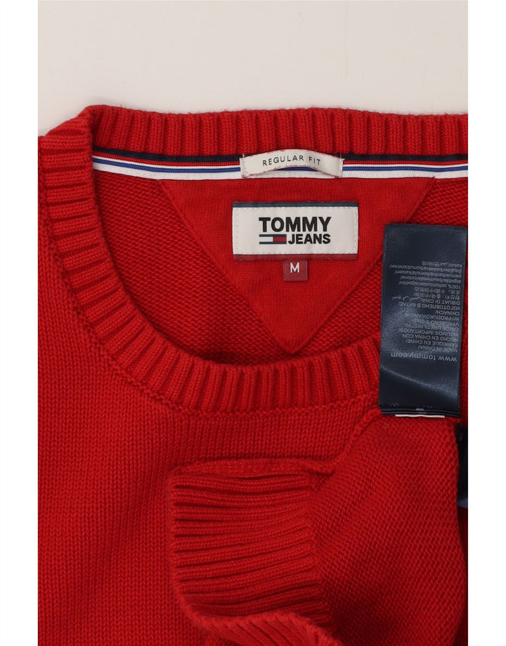 TOMMY HILFIGER Мужской джемпер стандартного кроя с круглым вырезом, хлопковый свитер среднего красного цвета