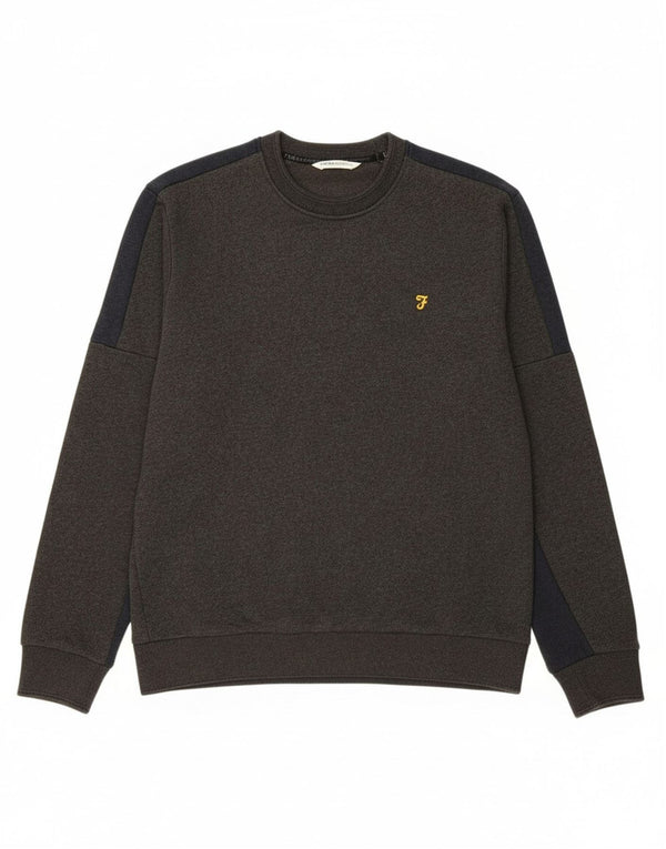 FARAH Mens Sweatshirt Jumper Medium Grey Colourblock Polyester