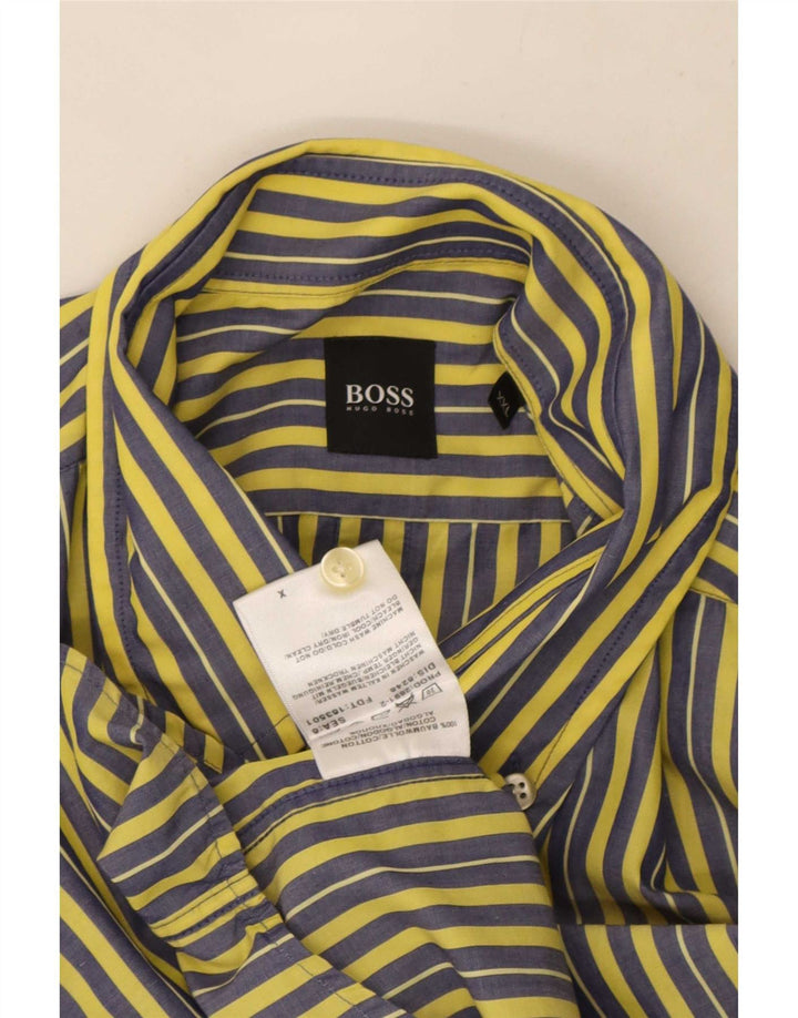 Мужская рубашка Hugo Boss 2XL из хлопка в желтую полоску