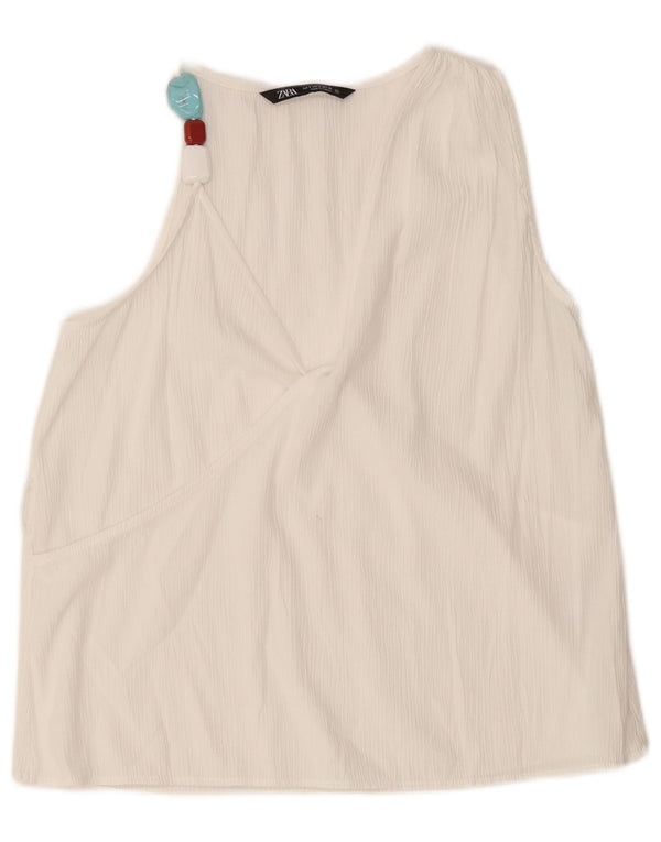 Женская блузка без рукавов Zara UK 10, маленькая белая вискоза