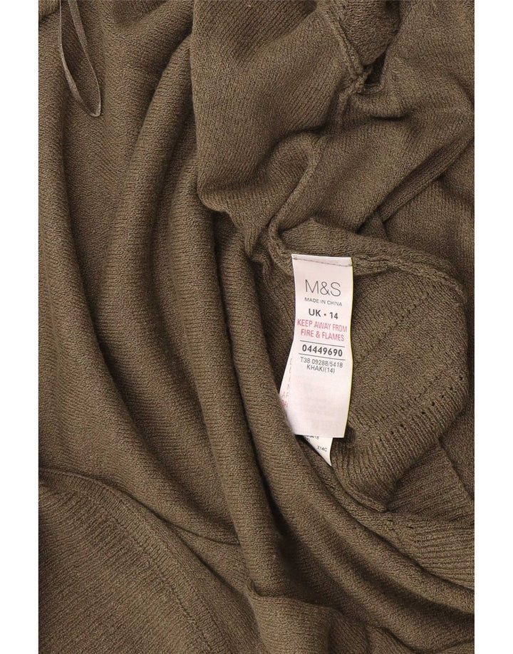 Женский кардиган с короткими рукавами Marks & Spencer UK 14, средний хаки