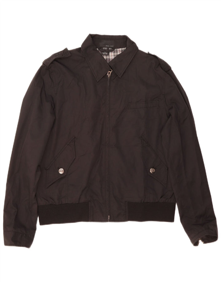 Мужская куртка-бомбер Zara UK 38, средний черный хлопок, черный