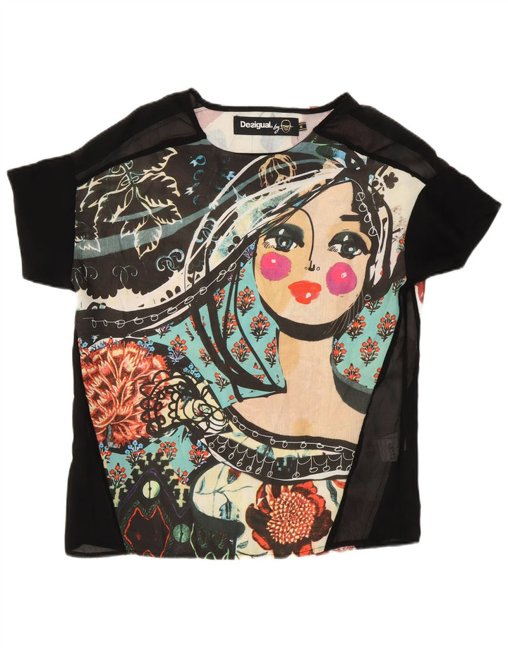 Женская футболка с прозрачным рисунком Desigual Top UK 14, средний разноцветный