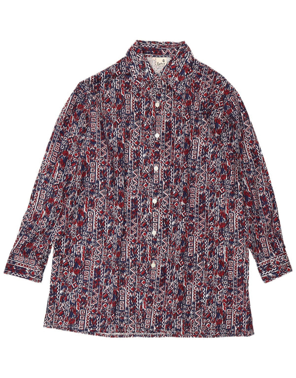 Мужская рубашка VINTAGE, размер 41, большая, темно-синяя, с геометрическим рисунком